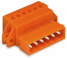 Pin header, 23 pole, pitch 5.08 mm, angled, orange, 231-653/019-000