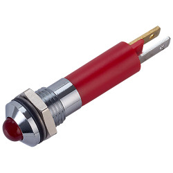 CML 19040253 M8 LED Indicator Red Prominent Satin Chrome Bezel 12VDC