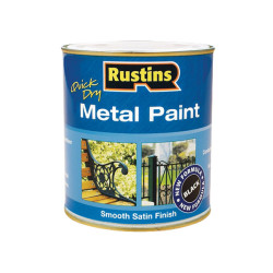 Rustins MPWH1000 Quick Dry Metal Paint Smooth Satin Finish White 1 Litre