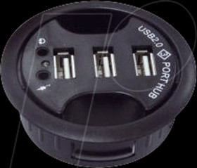 93894 inDesk 3-port HUB with audio, 60 mm, black
