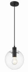 Zwis Puerto z okrągłym szklanym kloszem Ø20cm i czarnym przewodem do salonu LP-004/1P S BK Light Prestige