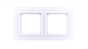 Sonata Ramka Podwójna Białe Szkło / Biała R-2Rgc/31/00