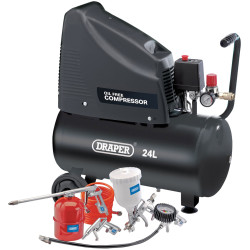 Draper 90126 230V Oil-Free Compressor and Air Tool Kit, 24L