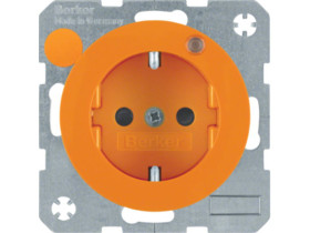 BERKER R.1/R.3 Gniazdo z uziemieniem i diodą kontrolną LED pomarańczowy połysk 6765092007 HAGER