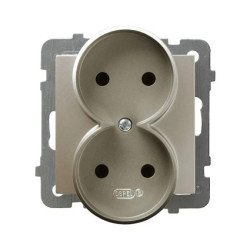 AS Gniazdo podwójne b/u satyna light GP-2GR/m/45