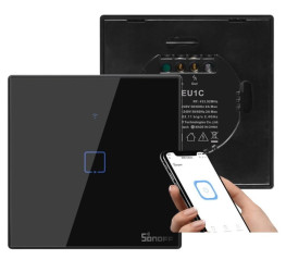 Sonoff Czarny dotykowy włącznik światła wifi + sterowanie pilotem T3EU1C-TX