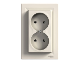 ASFORA Gniazdo podwójne bez uziemienia krem z ramką EPH9700223 SCHNEIDER ELECTRIC