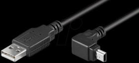93971 USB 2.0 cable, A-connector/Mini-B-USB-5P connector/angled