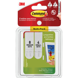 3M 17203 Command&#x2122; Image-Mounting Strips S and M, Advantage pack White 12 Pairs