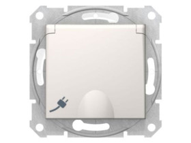 SEDNA Gniazdo pojedyncze z uziemieniem IP44 zaciski bezgwintowe kremowe SDN2800823 SCHNEIDER ELECTRIC