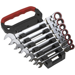 Sealey AK63943 Flexi-Head Ratchet Combination Spanner Set 7pc Metric