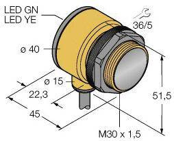 Fotokomórka odbiciowa Turck T30AW3LP W/30 3033943 przełączanie światła 1 szt.