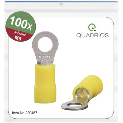 Quadrios 22C456 Ring Terminal Set 6.0mm&#xB2; 4.3mm Hole Yellow Insulated