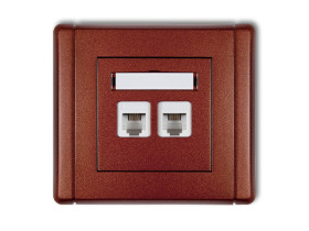 FLEXI Gniazdo telefoniczne podwójne 2xRJ11 4-stykowe beznarzędziowe brązowy metalik 9FGT-2 KARLIK