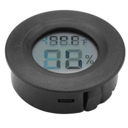 Okrągły Higrometr LCD - Termometr Czarny - Wilgotnościomierz - Hygrostat Cyfrowy