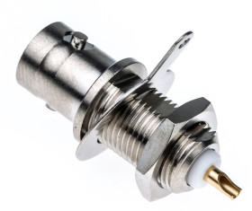 Złącze BNC, 50Ω, 0 → 4GHz, żeńskie, proste, lutowane, montaż na panelu