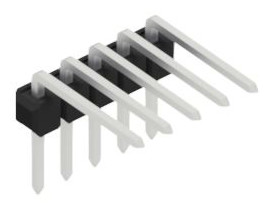 Pin header, 5 pole, pitch 2.54 mm, angled, black, 10056170