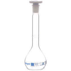 Rapid EGL0446D Volumetric Flask with PE Stopper, Class-A, 50 ml pack of 2