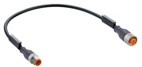 RST 4-RKT 4-225/1 M złącze M12 męskie 4 stykowe proste + złącze M12 4 stykowe żeńskie proste, przewód PUR 4x0,34mm2, dł. 1M, LUM