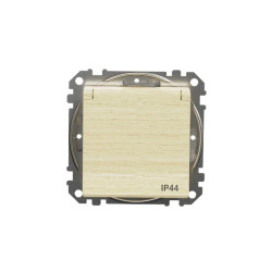 Gniazdo zasilające schuko z przesł torów prąd IP44, brzoza, efekt drewna, Sedna Design i Elements SDD280023