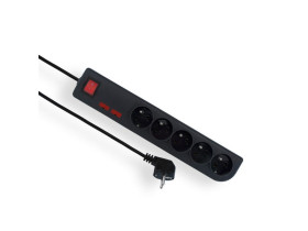 Przedłużacz zabezpieczony 5 gniazd z uziemieniem 3m+wyłącznik z filtrem przeciwprzepięciowym czarny PSF2-503-2 ELGOTECH