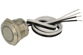 Przełącznik; przyciskowy; MTC19F-10EYG24S; OFF-(ON); 1 tor; podświetlenie LED 24V; zielony; ring; monostabilny; na panel; 1A; 24