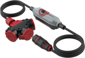 Safety line, Germany, german schuko-style plug on 3-fold german schuko-style jack, H07RN-F3G1.5 mm², gray/black/red, 3 m, 467000