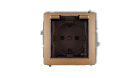 Deco Gniazdo Bryzgoszczelne Z/U Schuko (Klapka Dymna) Złoty Metalik 8Dgpb-1Sdp