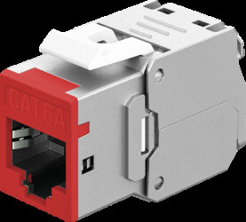 77948 Keystone module, Cat.6a STP, RJ45 socket / LSA, red
