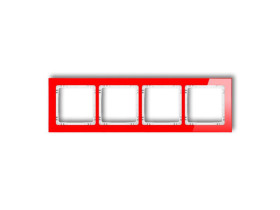 DECO Ramka 4 poczwórna uniwersalna - efekt szkła (ramka: czerwona: spód: biały) czerwony 17-0-DRS-4 KARLIK
