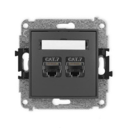 ICON Mechanizm gniazda komputerowego podwójnego 2xRJ45, kat. 7, ekranowane, 8-stykowy grafitowy mat 28IGK-10