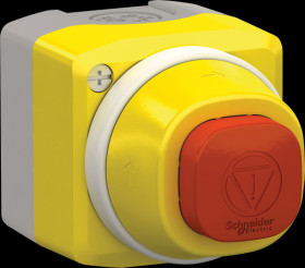 XALK84W3BG EMERGENCY STOP/EMERGENCY STOP in housing, 2 LEDs white/red, 24V,