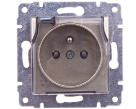 VENA Gniazdo bryzgoszczelne z/u IP44 z przesłonami klapka transparentna satyna 515039