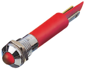 Lampka kontrolna do montażu panelowego 110V ac, czerwona 8mm LED Chrom Końcówka lutownicza RS PRO