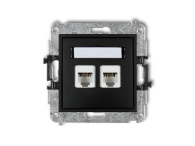 MINI Gniazdo telefoniczne podwójne 2xRJ11 4-stykowy beznarzędziowe czarny mat 12MGT-2 KARLIK