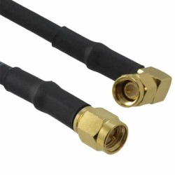 Coaxial cable, SMA plug (angled) to SMA plug (straight), 50 Ω, RG-58, grommet black, 914 mm, 135103-04-36.00