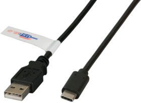 USB 2.0 connection cable, USB plug type C to USB plug type A, 1 m, black, K5258SW.1