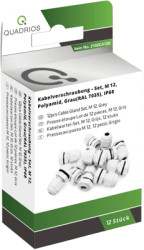 Cable gland kit, 12 pieces, M12, Clamping range 3 to 6.5 mm, IP68, light gray, 2102CA129