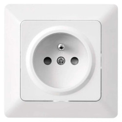 Gniazdo pojedyncze FRENCH IP20 błyszczące białe EMOS A6001.0