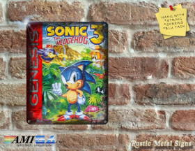 Sonic The Hedgehog 3 Box Artwork from the Original Sega Video Game - Metal Sign