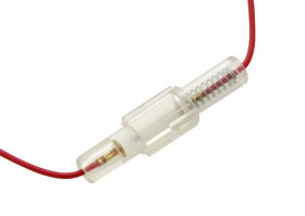 GNIAZDO BEZPIECZNIKA 30mm Z KABLEM CZERWONE/PRZEŹROCZYSTE (GN30KAB-R4020)