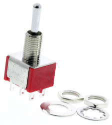 Przełącznik Wł.-wył.-wł. średnica wycięcia 6.35mm DPDT RS PRO Montaż panelowy długość przełącznika 10.41mm