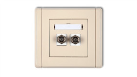 Flexi Gniazdo Antenowe Podwójne Typu F (Sat) Niklowane Beżowy 1Fgf-2