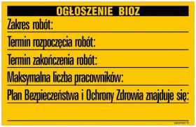 ZNAK - OA088 Tablica budowlana informacyjna (kolorowa) 70 x 90 cm ON - Blacha ocynk