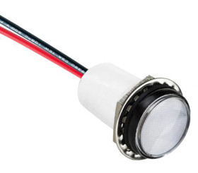 Lampka kontrolna do montażu panelowego 5 → 28V dc, biała 17.5mm LED Czarny Wyprowadzenia VCC