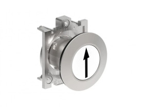 Metalowy przycisk płaski fi30mm kryty samoczynny powrót z symbolem STRZAŁKA W GÓRĘ Biały LPFB1158