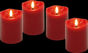 77749 LED real wax candle set of 4, red, warm white with timer 10x7.5