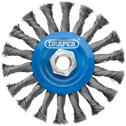 Draper 08058 Steel Twist-Knot Flat Wire Wheel Brush 115mm M14 - 08058