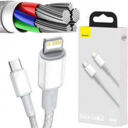 KABEL USB-C -Lightning / iPhone Baseus Cafule CATLGD-02 1m 20W PD Quick Charging BIAŁY W OPLOCIE