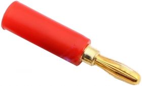 Wtyk bananowy zĹocony AL2326 czerwony